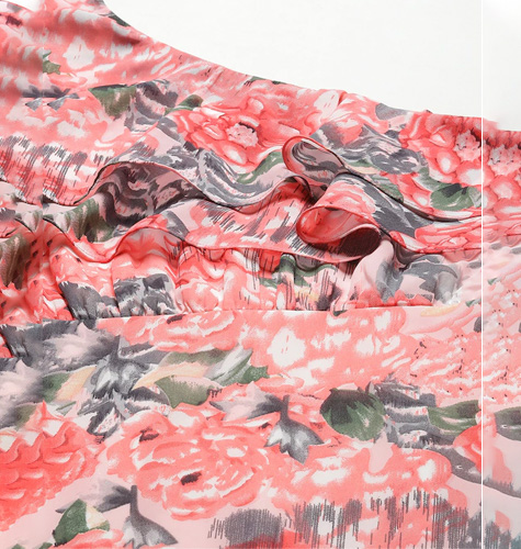 Women Peach-Coloured & White Floral One Shoulder Layered Maxi Dress